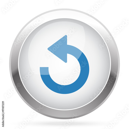 Free Download Blue Undo icon on white glossy chrome app button - GFXLoad