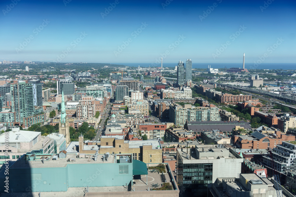 Elevated view of cityscape during day, Toronto, Ontario, Canada