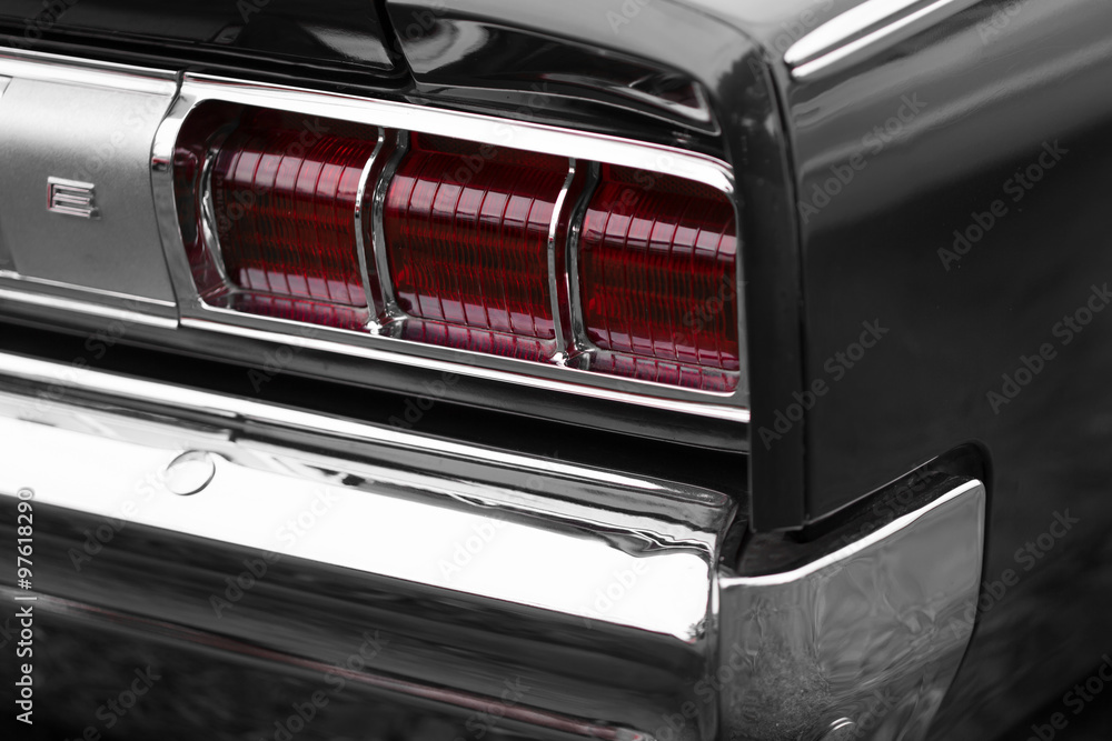 Close up of tail lights of a grey classic vintage car Stock Photo