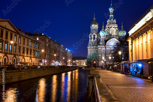 Church of the Savior on Spilled Blood (Cathedral of the Resurrection of Christ) in St. Petersburg, Russia. It is a landmark of central city, and a unique monument to Alexander II the Liberator.