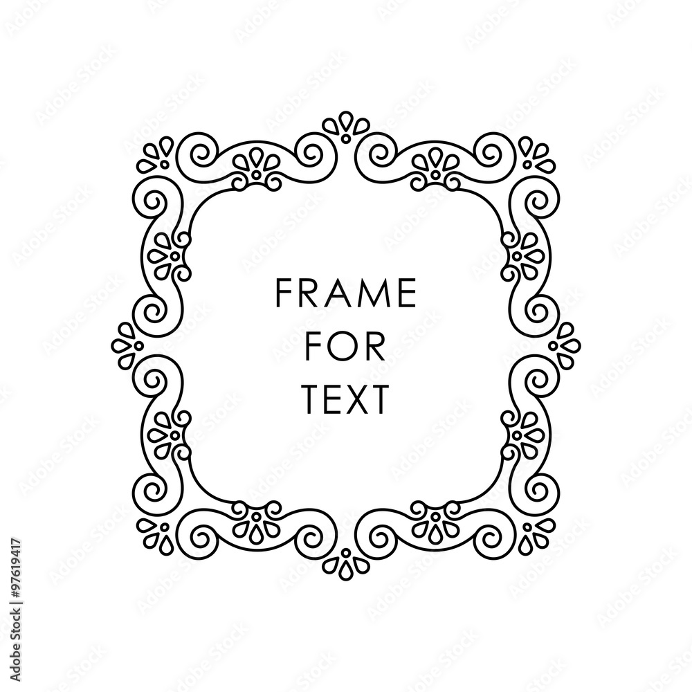 Elegant frame in trendy outline style isolated on white background Elegant frame in trendy outline style isolated on white background