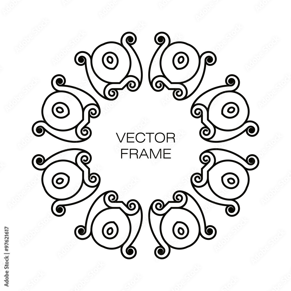 Elegant black frame in trandy outline style with space for text, isolated on white background Elegant black frame in trandy outline style with space for text, isolated on white background