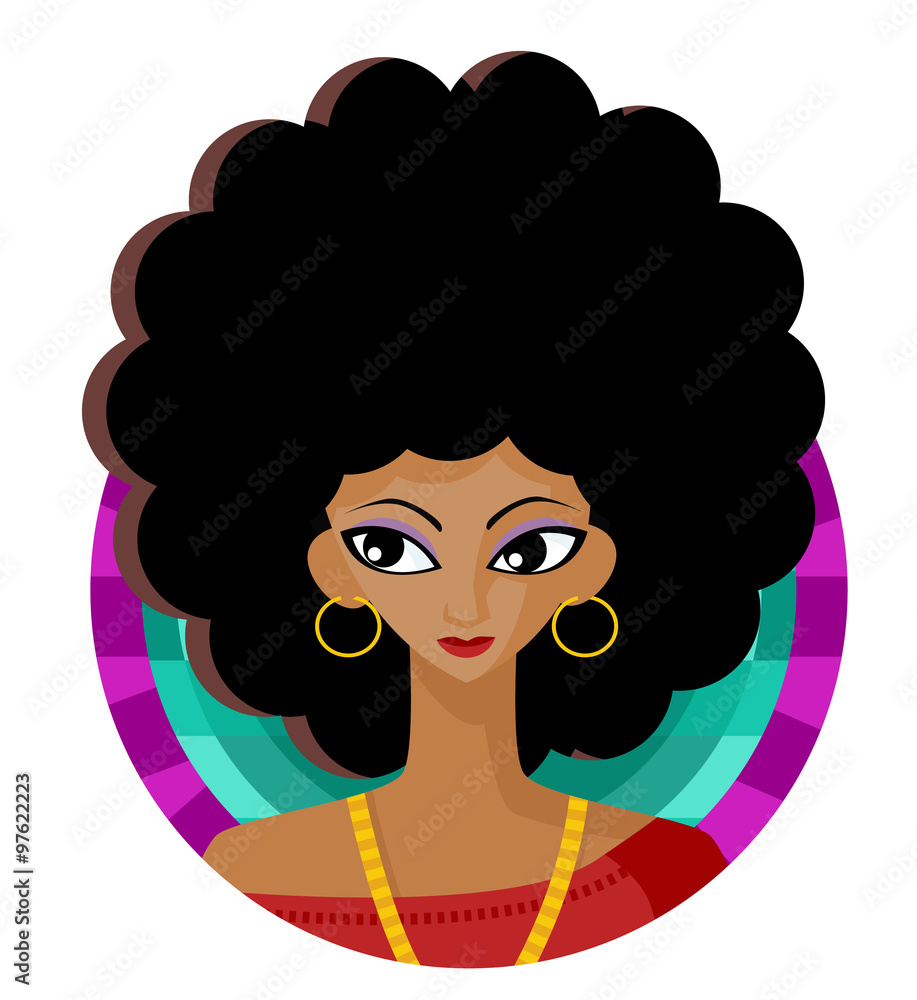 mujer morena con peinado afro Stock Vector | Adobe Stock