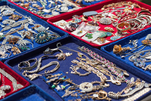 Old jewellery for sale at flea market