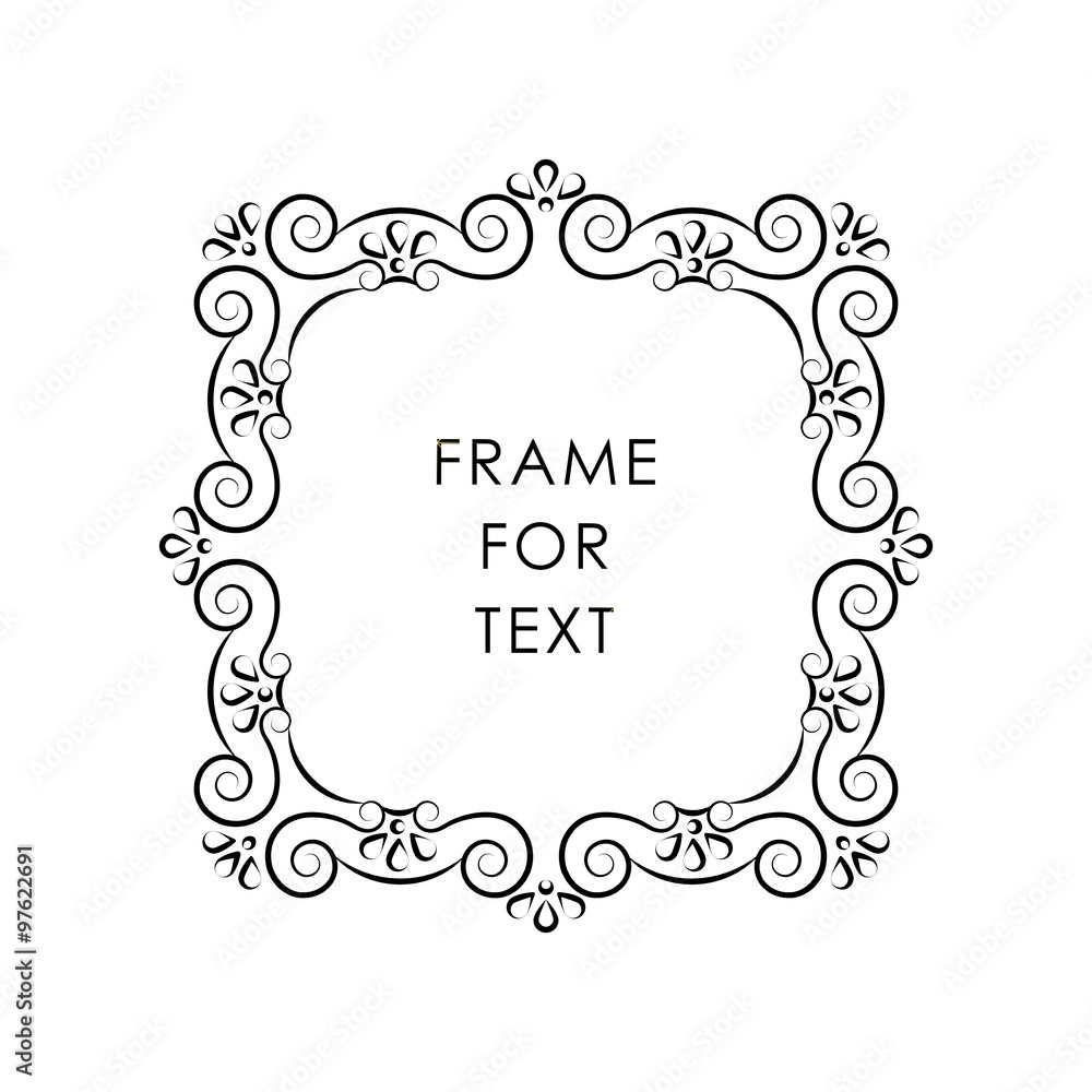 Elegant black frame in trandy outline style with space for text, isolated on white background Elegant black frame in trandy outline style with space for text, isolated on white background