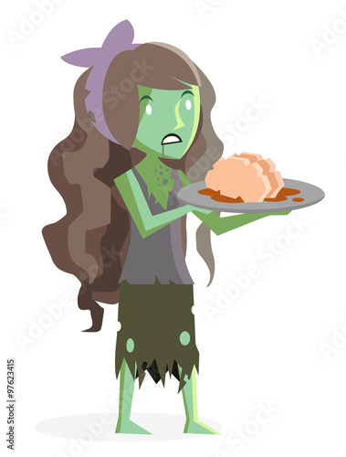 mujer zombie con cerebro
