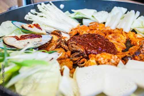 korean food on pan compose