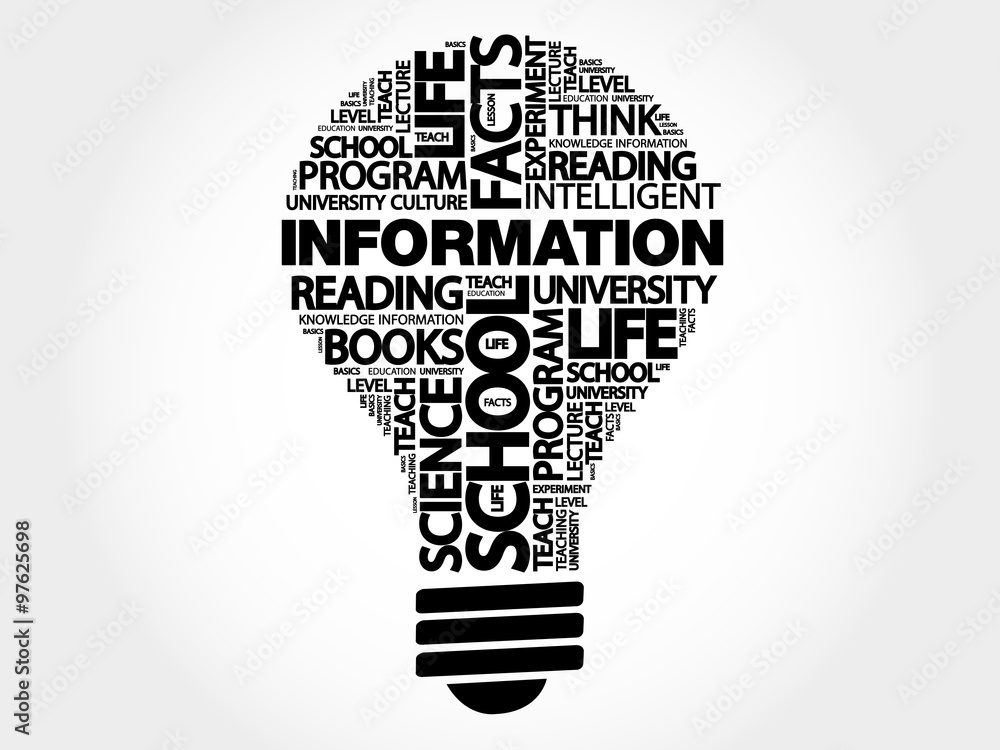 INFORMATION bulb word cloud, business concept INFORMATION bulb word cloud, business concept