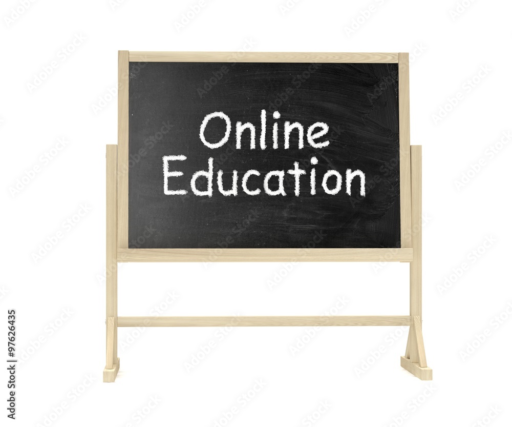 Fototapeta premium Online education concept. Blackboard, chalkboard isolated on white