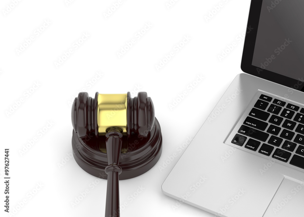Gavel and laptop Gavel and laptop