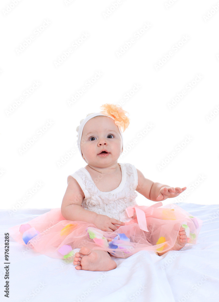 portrait of a pretty little girl in a pink dress portrait of a pretty little girl in a pink dress