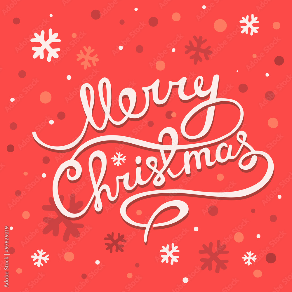 Vector illustration of bright christmas greetings with hand writ