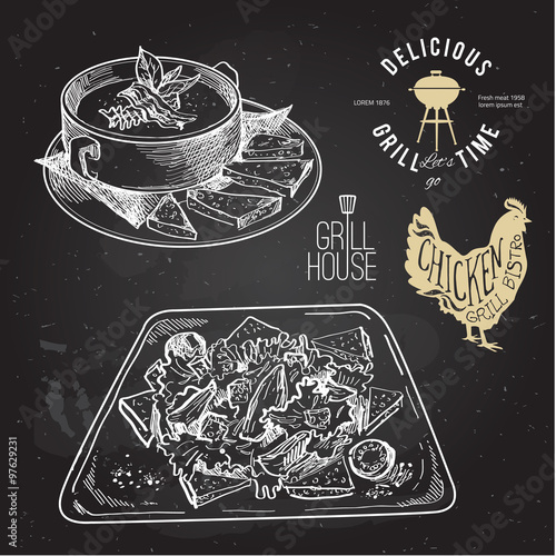 hand drawn sea food