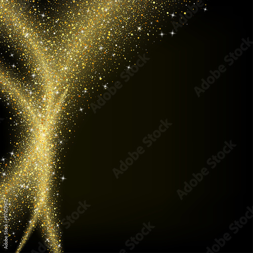 Abstract gold dust glitter star wave background