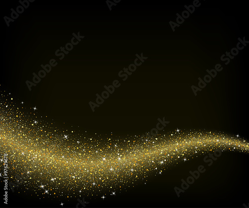 Abstract gold dust glitter star wave background