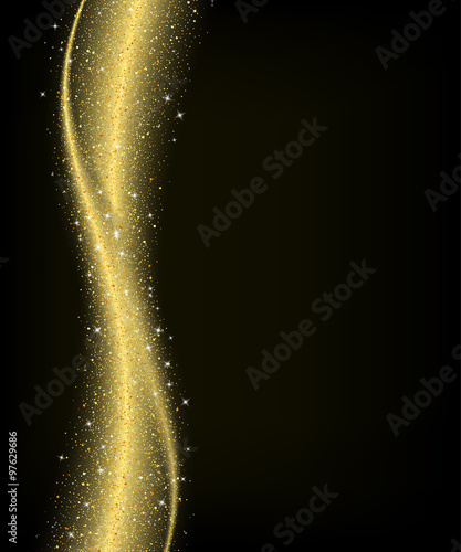 Abstract gold dust glitter star wave background