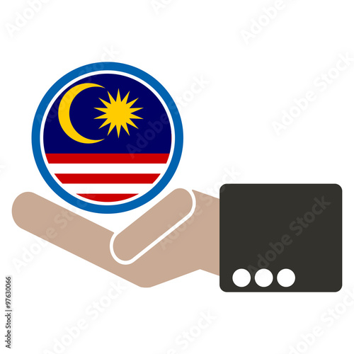 ASEAN Economic Community, AEC in businessman hand with Malaysia, for design present in vector on white background photo