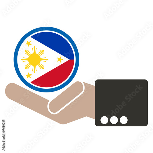 ASEAN Economic Community, AEC in businessman hand with Philippines, for design present in vector on white background photo