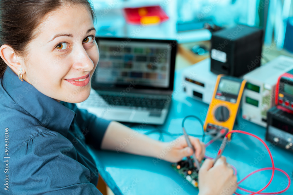 Production of electronic components at high-tech factory Production of electronic components at high-tech factory