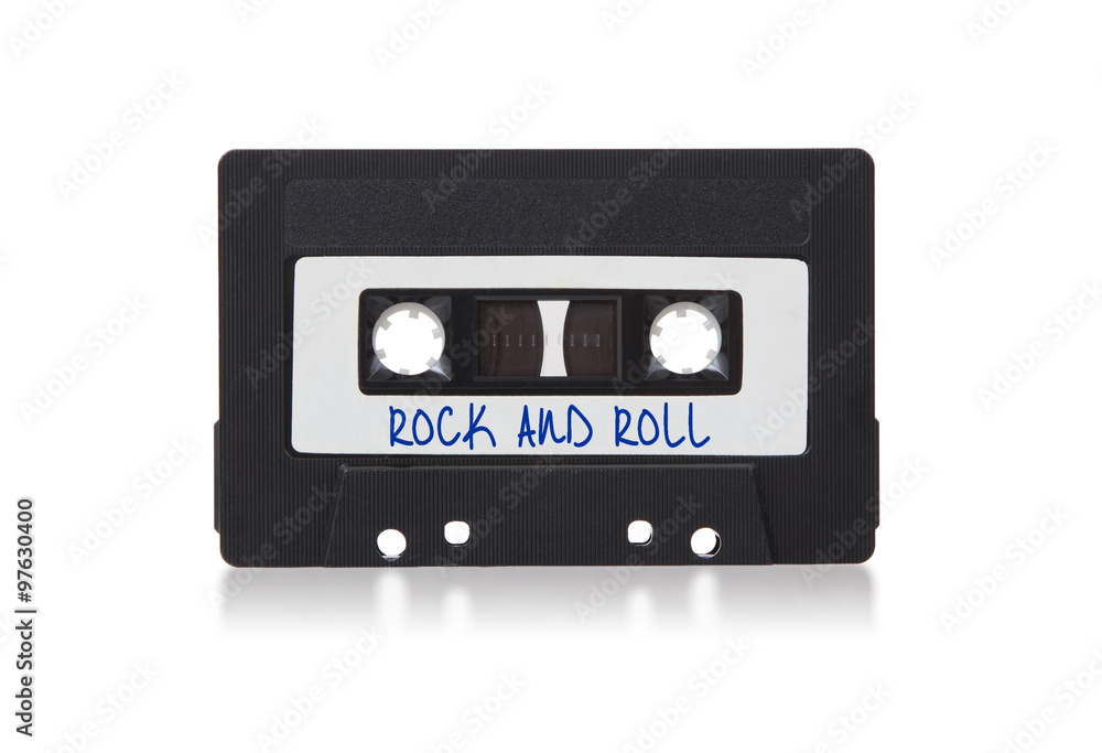 Obraz premium Vintage audio cassette tape, isolated on white background
