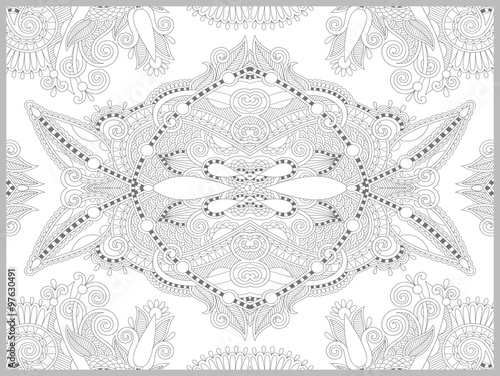 unique coloring book page for adults - flower paisley design