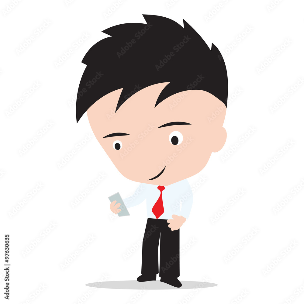 Business man and smart phone isolated on white background, illustration vector Business man and smart phone isolated on white background, illustration vector