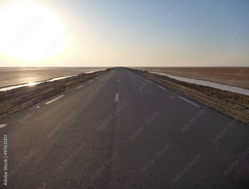 strait long road in the desert