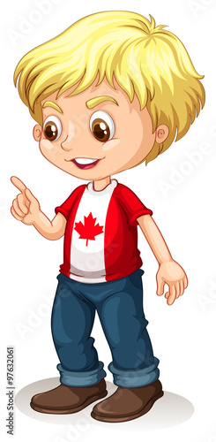 Canadian boy pointing finger