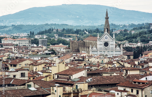 Basilica of Santa Croce and Florence cityscape