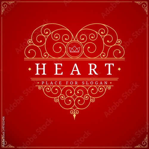 Heart vintage luxury logo template 