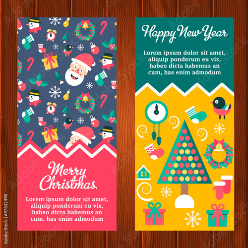 Merry christmas and happy new year winter banners