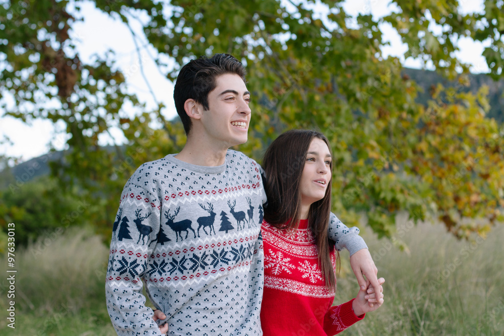 Young couple walking together Young couple walking together