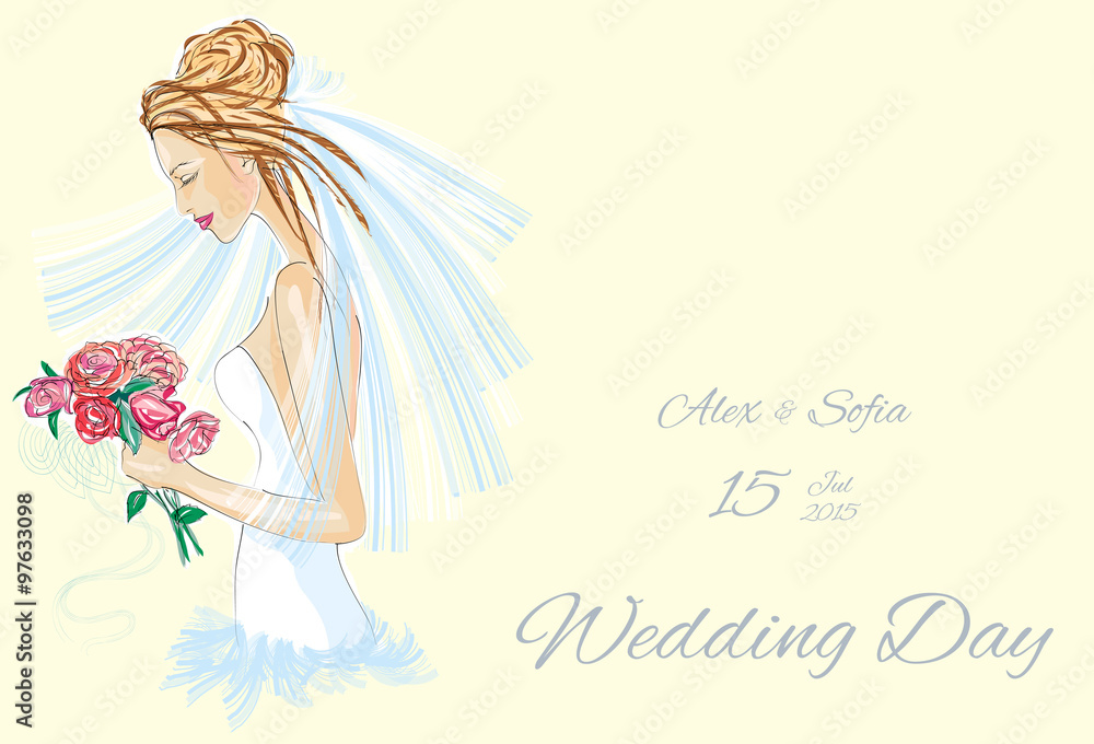 Wedding Day invitation with beautiful fiancee Wedding Day invitation with beautiful fiancee