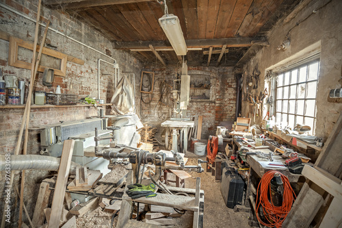 Fotografija Traditional old carpenter workshop interior