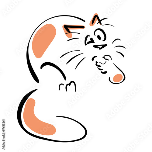 Pensive cat. Vector illustration.