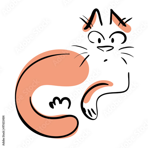 Lying cat. Vector illustration.