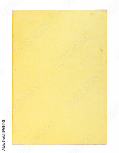 Blank yellow comic book cover isolated on white background