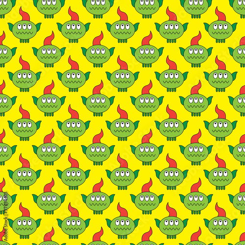 Seamless vector background with decorative colorful monsters