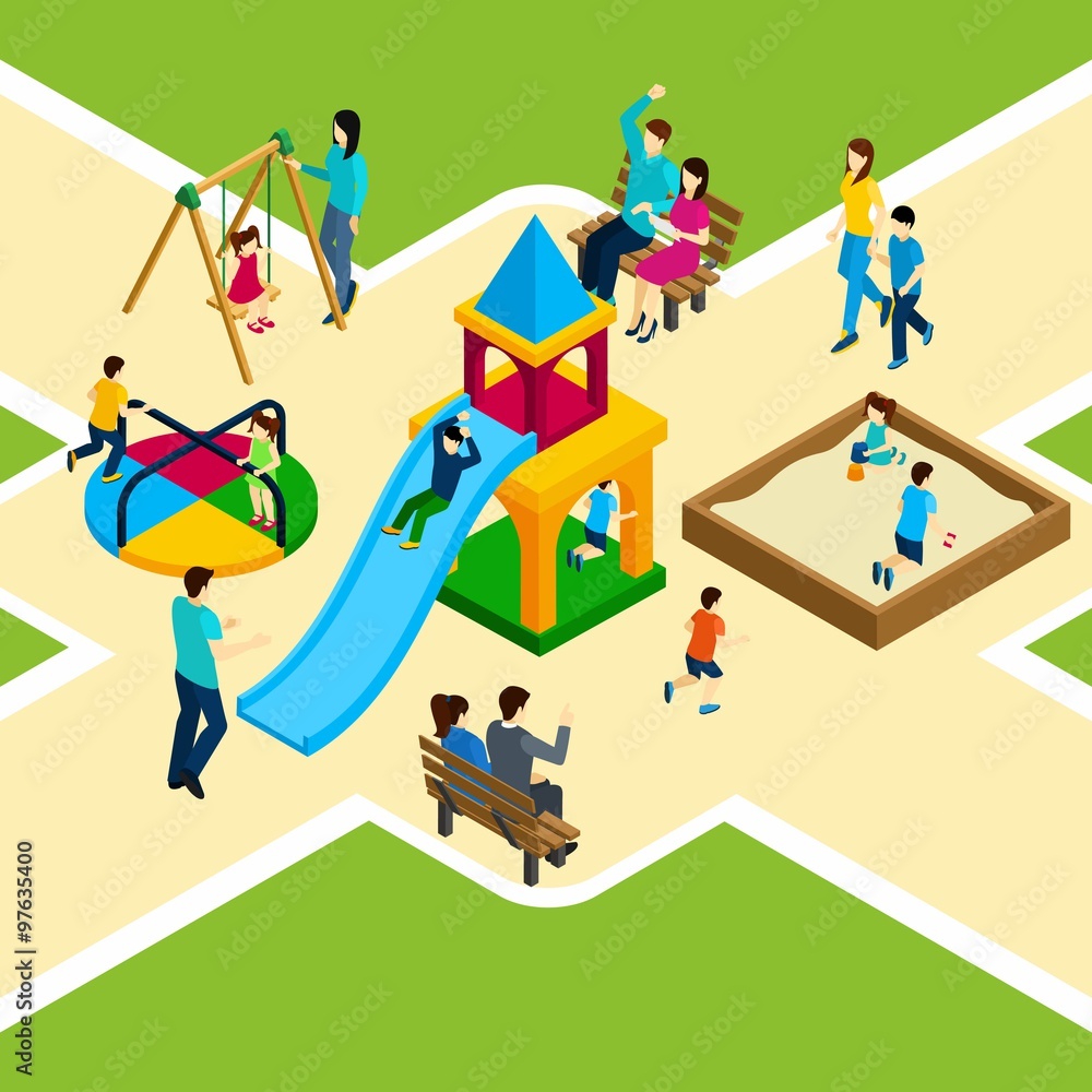 Fototapeta premium Isometric Kids Playground
