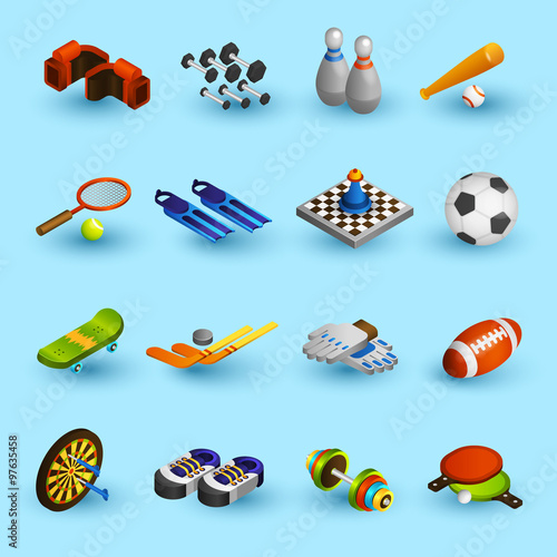 Sport equipment icons set