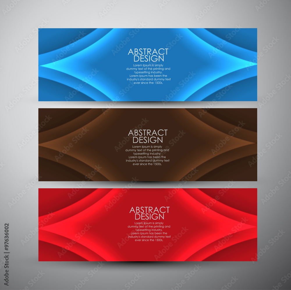 Vector banners set with curves background. 