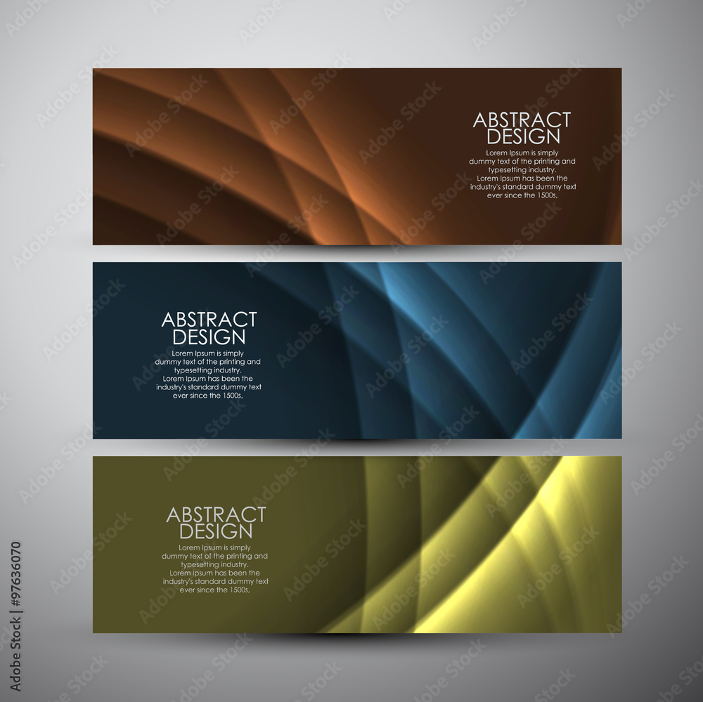 Fototapeta premium Vector banners set with curves background. 