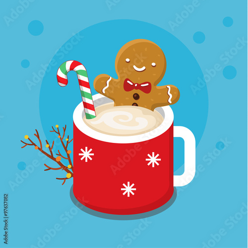 Gingerbread cookie man in a hot cup