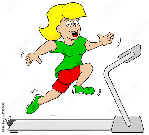 Frau joggt auf einem Laufband