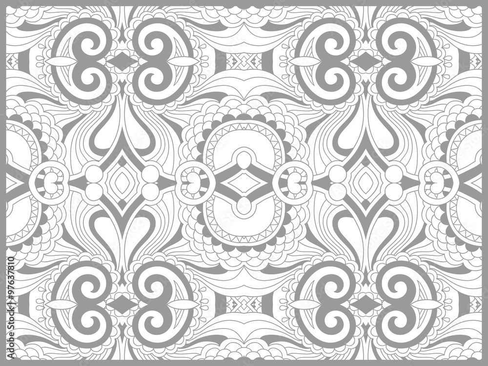 Obraz premium unique coloring book page for adults - flower paisley design