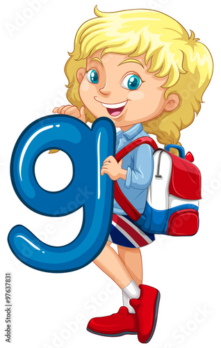 Girl holding letter G