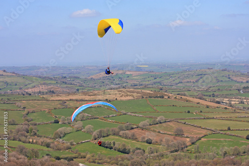 Paragliders over Dartmoor
