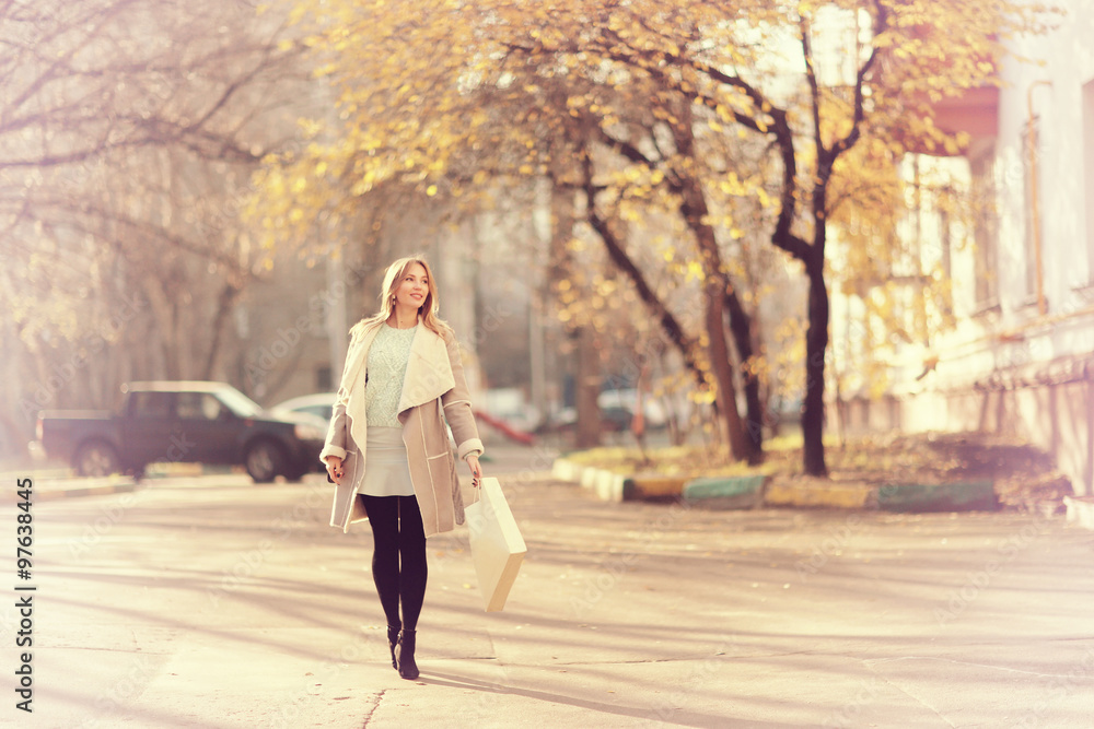 Girl autumn walk through Moscow Girl autumn walk through Moscow