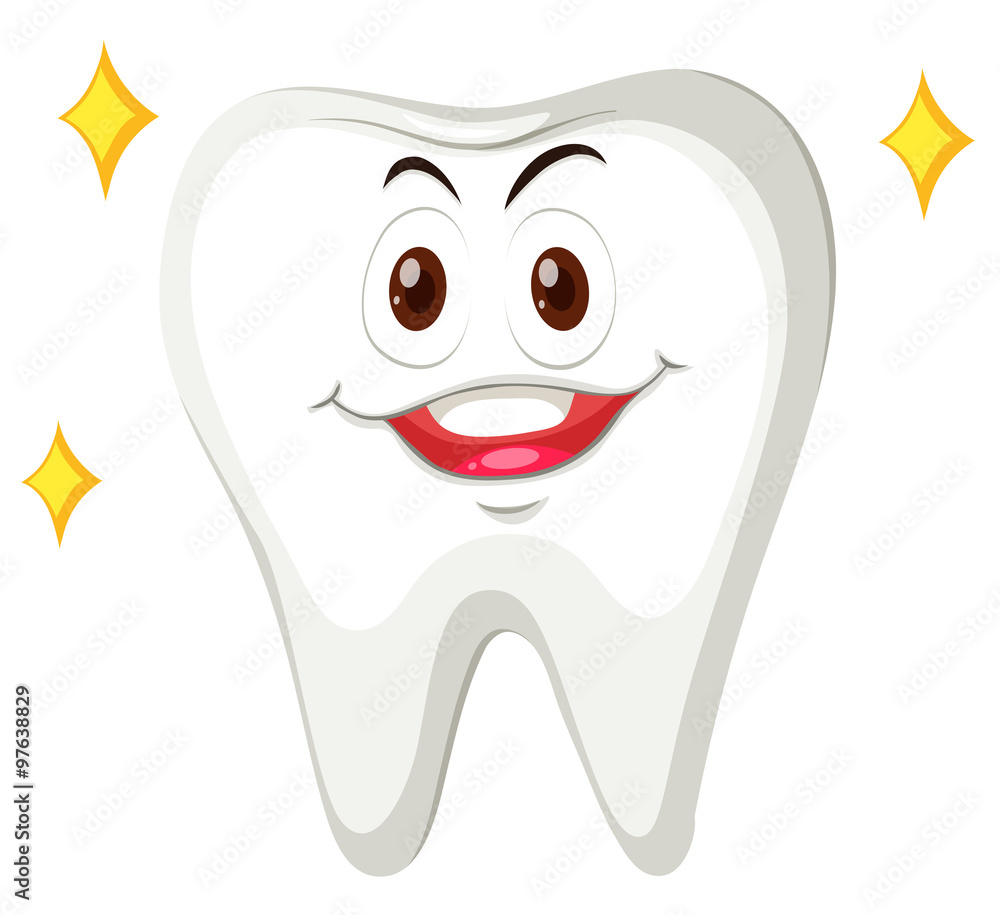 Human tooth with happy face Human tooth with happy face