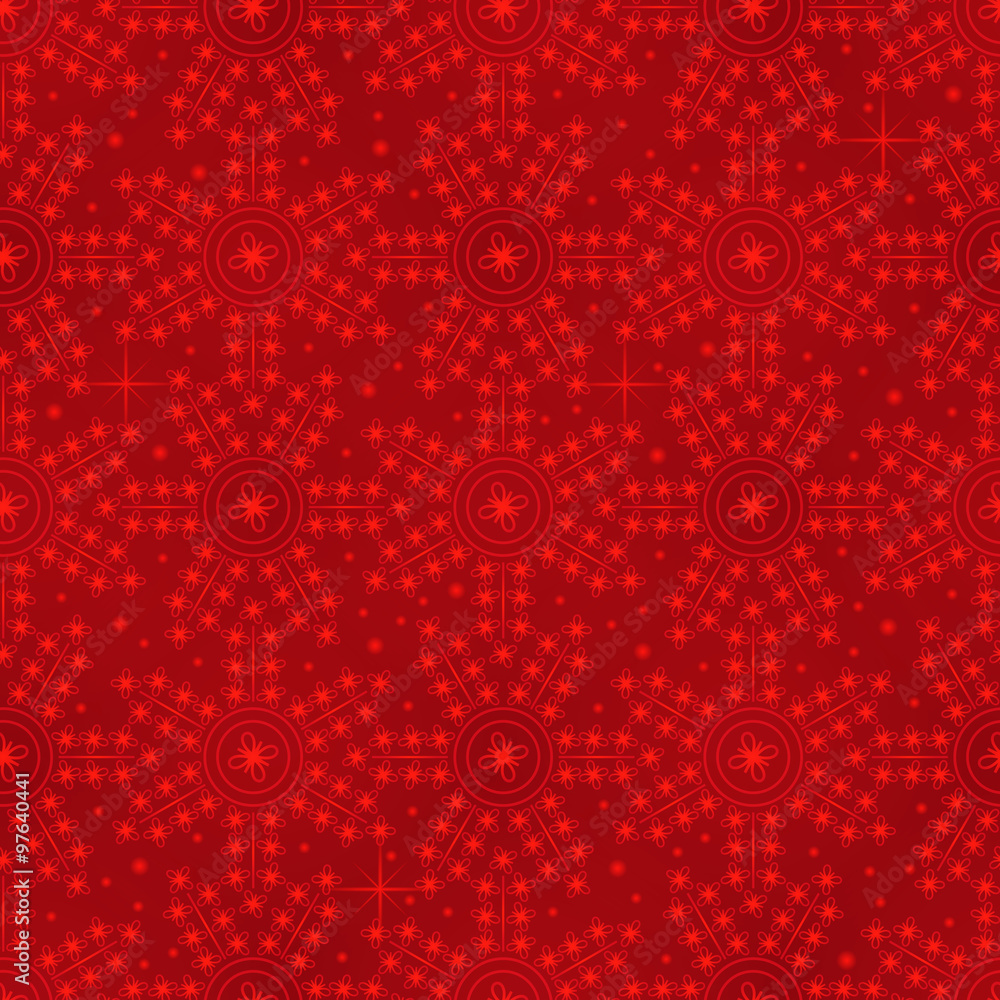 Red seamless holiday background of snowflakes Red seamless holiday background of snowflakes